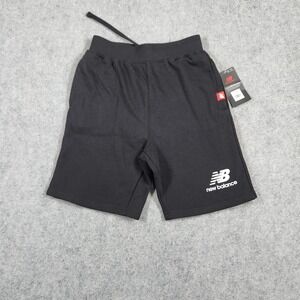 New Balance Fleece Shorts Kids Size M (10/12) Black LAK13129BK Drawstring Logo